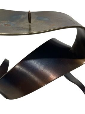 Vintage 1970s Ferart Quebec Brutalist Sculptural Metal Art Candle Holder MCM
